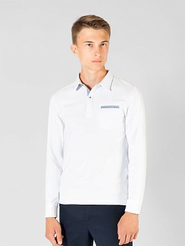 РУБАШКА-ПОЛО ПОДРОСТКОВАЯ С ДЛИННЫМ РУКАВОМ MAJESTIC LEGATE TS22T06-P БЕЛЫЙ